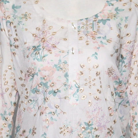 Kurti net chikankari piping design
