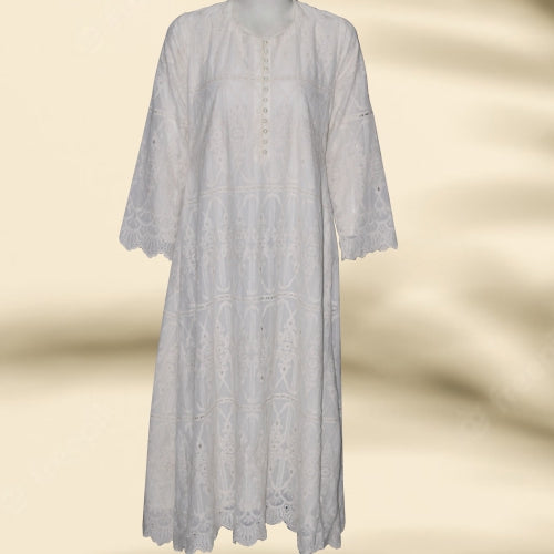 Long length fancy frock net chikankari