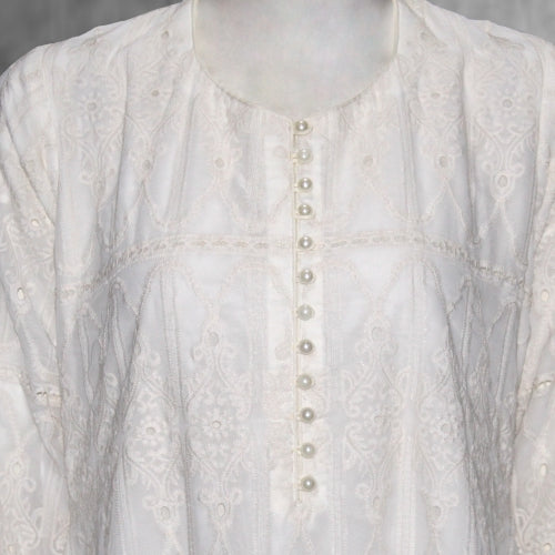 Long length fancy frock net chikankari